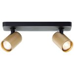 Brilliant Marty Plafonnier Aluminium Sablonneux Noir Dorée 10W 700lm - 830 Blanc Chaud | Incl. 2x GU10
