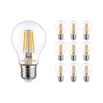 Voordeelpak 10x Noxion Lucent LED Filament 4.5W 827 A60 E27 Helder | Zeer Warm Wit - Vervangt 40W